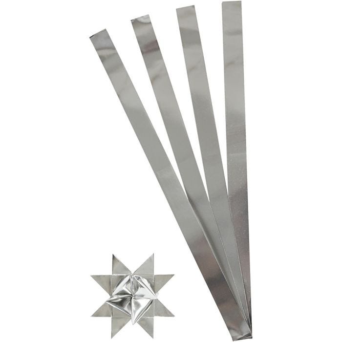 Vlechtstroken, L: 73 cm, B: 25 mm, d 11,5 cm, zilver, 100 stroken/ 1 doos