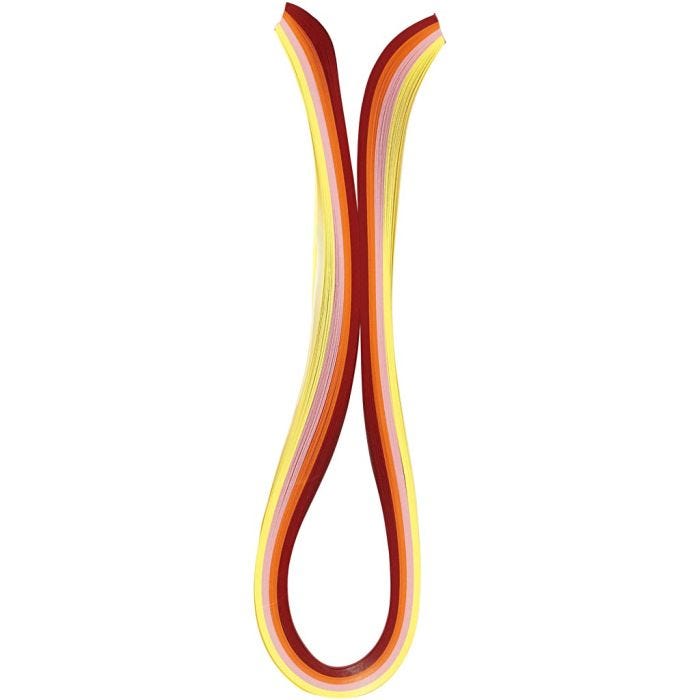 Quilling stroken, L: 78 cm, B: 5 mm, 120 gr, oranje, roze, rood, geel, 100 stuk/ 1 doos