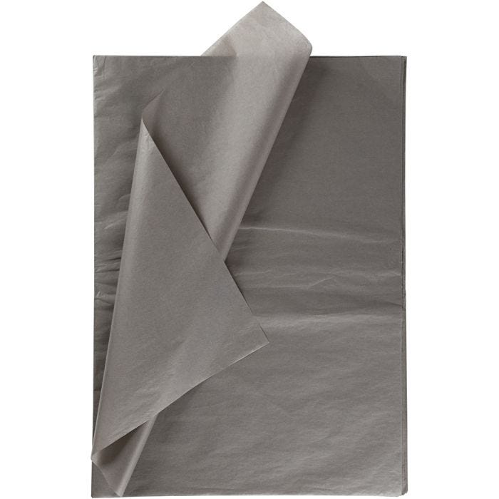 Tissuepapier, vel 50x70 cm, 17 gr, donkergrijs, 25 vel/ 1 doos