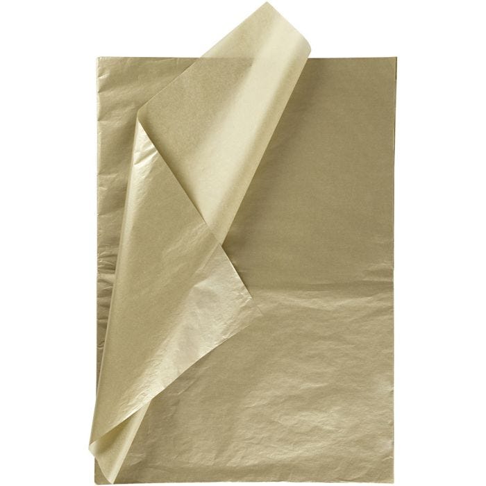 Tissuepapier, vel 50x70 cm, 17 gr, goud, 25 vel/ 1 doos