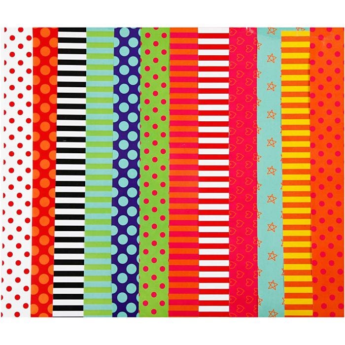 Glanspapier, bedrukt, vel 24x32 cm, 80 gr, diverse kleuren, 50 div vellen/ 1 doos