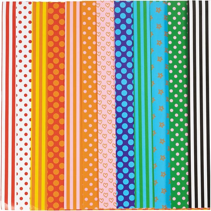 Glanspapier, patroon, vel 32x48 cm, 80 gr, diverse kleuren, 100 div vellen/ 1 doos