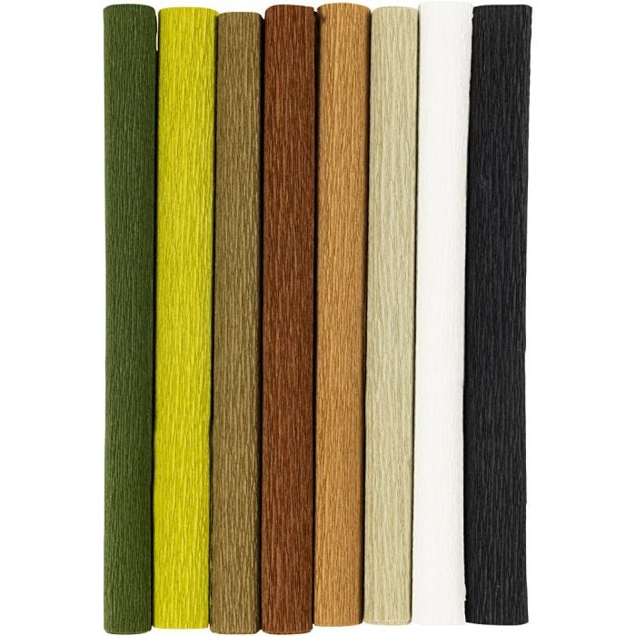 Crêpepapier, vel 25x60 cm, Crêpe-verhouding: 180%, 105 gr, naturel, 8vel/ 1 doos