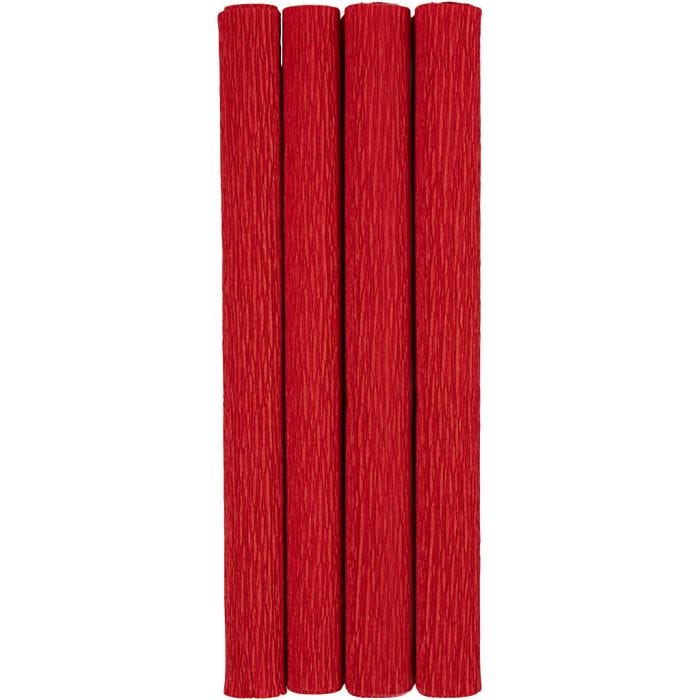 Crêpepapier, vel 25x60 cm, Crêpe-verhouding: 180%, 105 gr, rood, 4 vel/ 1 doos