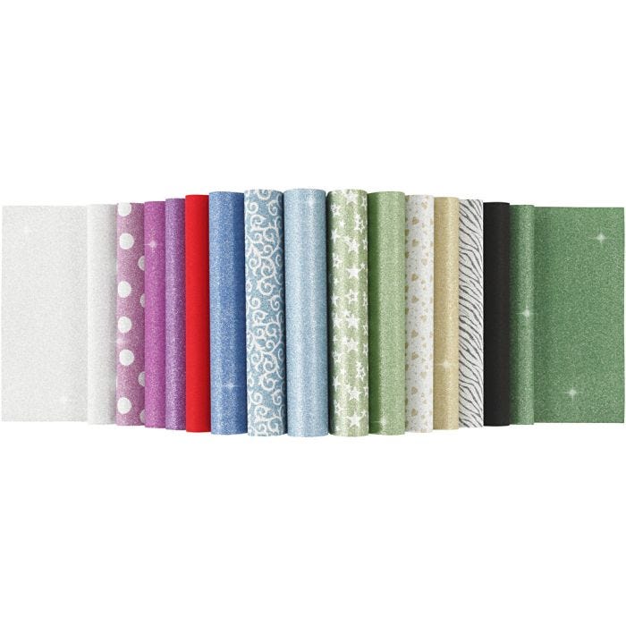 Glitterpapier blok, A4, vel 210x297 mm, 150 gr, 30 vel/ 1 stuk