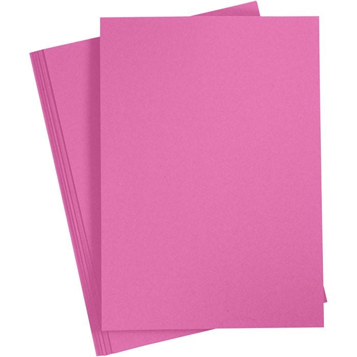 Gekleurd Karton, A4, vel 210x297 mm, 180 gr, roze, 20vel/ 1 doos