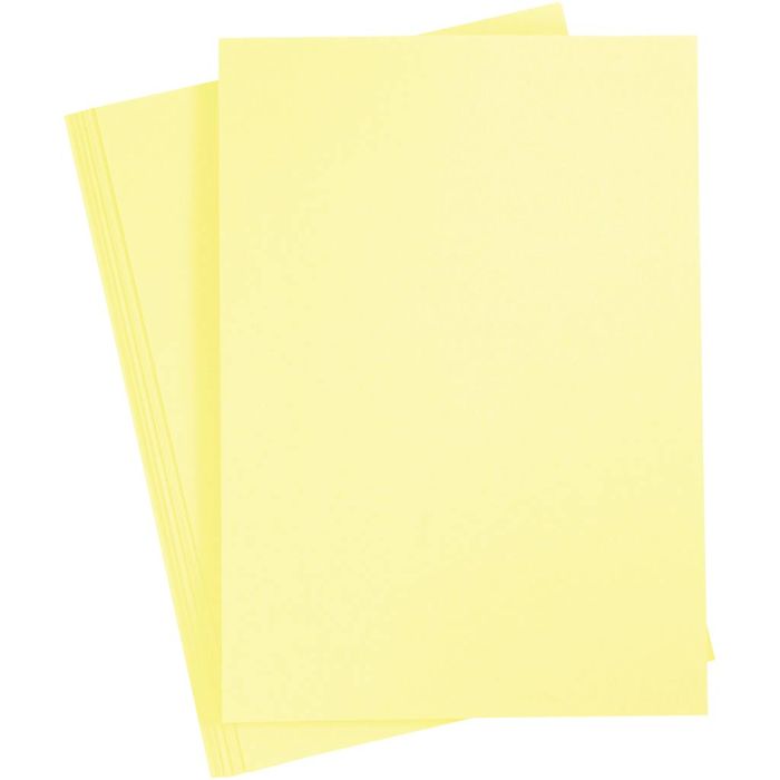 Gekleurd Karton, A4, vel 210x297 mm, 180 gr, lichtgeel, 20vel/ 1 doos