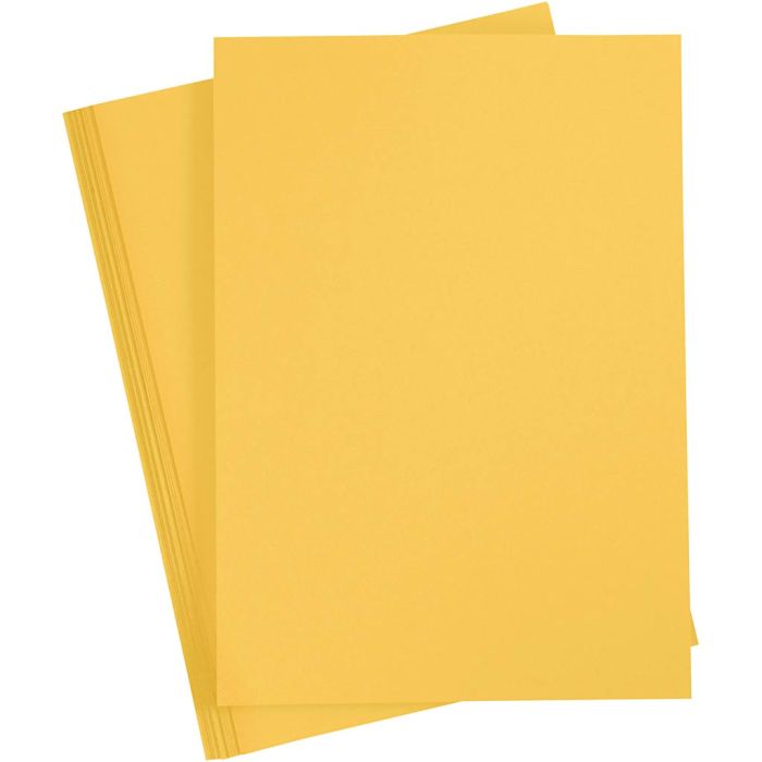 Gekleurd Karton, A4, vel 210x297 mm, 180 gr, sun yellow, 20 vel/ 1 doos