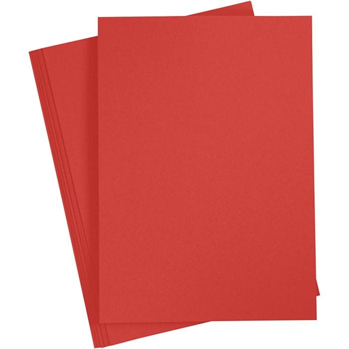 Gekleurd Karton, A4, vel 210x297 mm, 180 gr, rood, 20 vel/ 1 doos