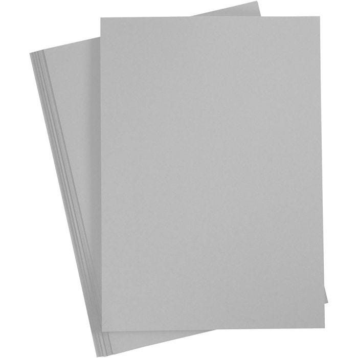 Gekleurd Karton, A4, vel 210x297 mm, 180 gr, grijs, 20vel/ 1 doos