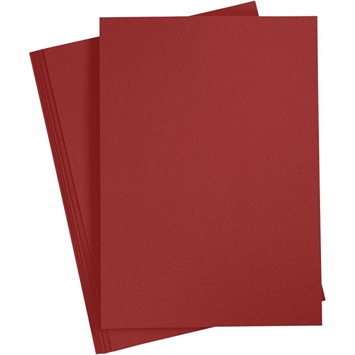Gekleurd Karton, A4, vel 210x297 mm, 180 gr, donkerrood, 20 vel/ 1 doos