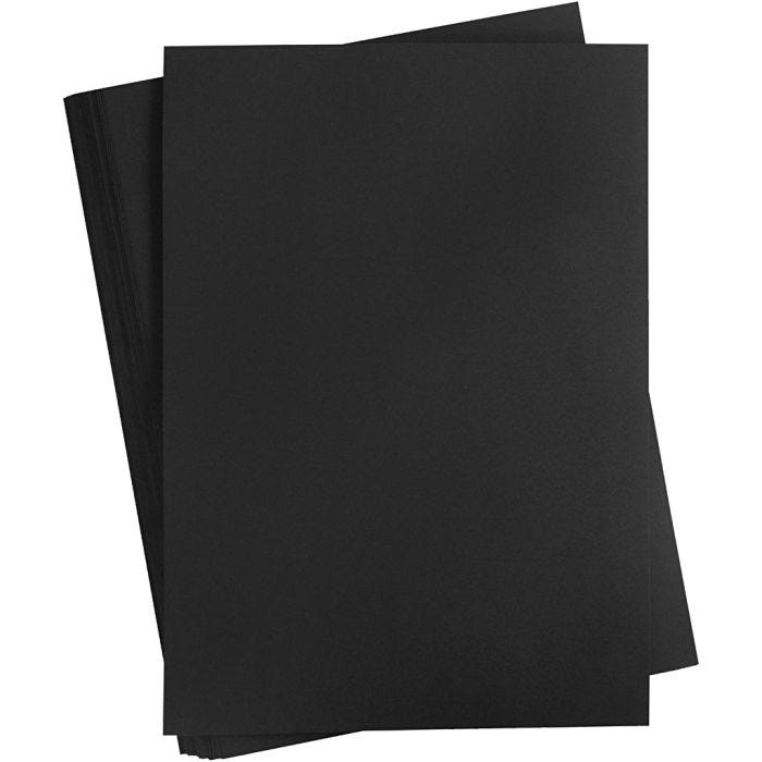 Gekleurd Karton, A2, vel 420x594 mm, 180 gr, zwart, 100 vel/ 1 doos