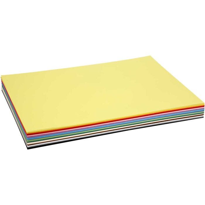 Gekleurd Karton, A2, vel 420x594 mm, 180 gr, diverse kleuren, 20 div vellen/ 1 doos