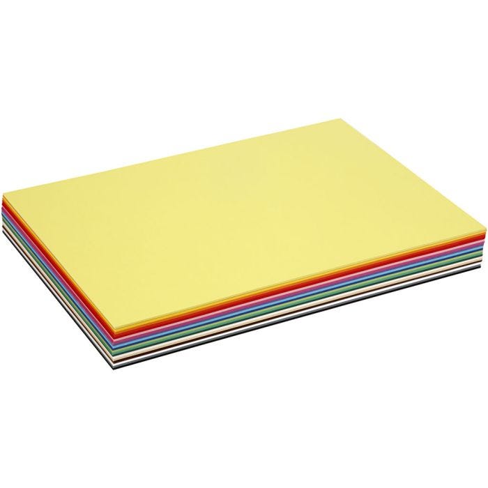 Gekleurd Karton, A3, vel 297x420 mm, 180 gr, diverse kleuren, 300 div vellen/ 1 doos