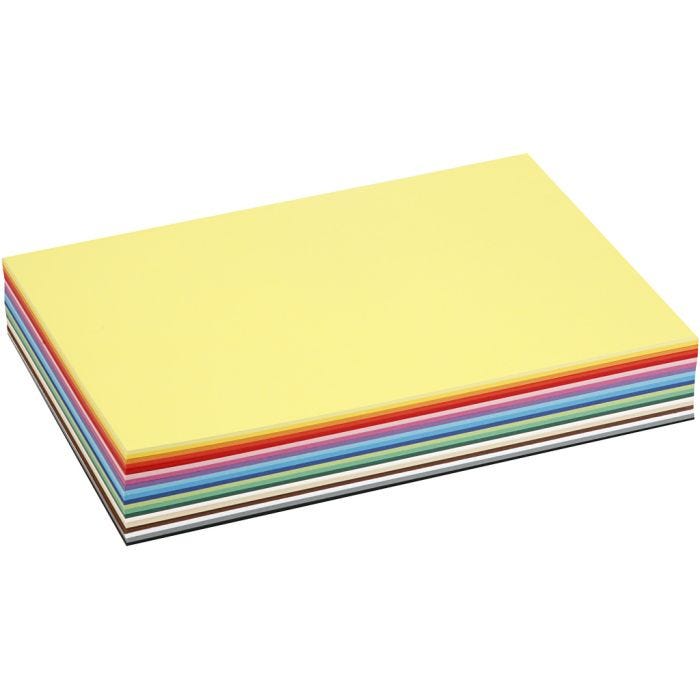 Gekleurd Karton, A4, vel 210x297 mm, 180 gr, diverse kleuren, 30 div vellen/ 1 doos