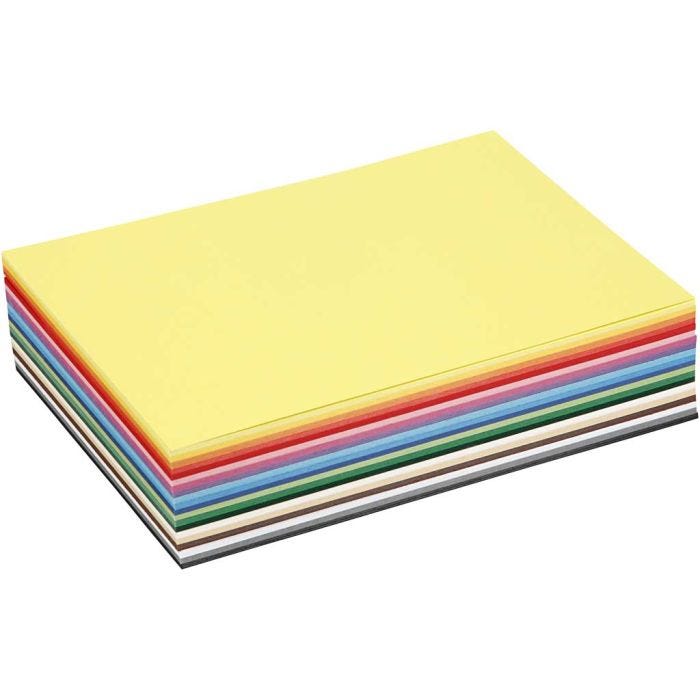 Gekleurd Karton, A5, vel 148x210 mm, 180 gr, diverse kleuren, 60 div vellen/ 1 doos