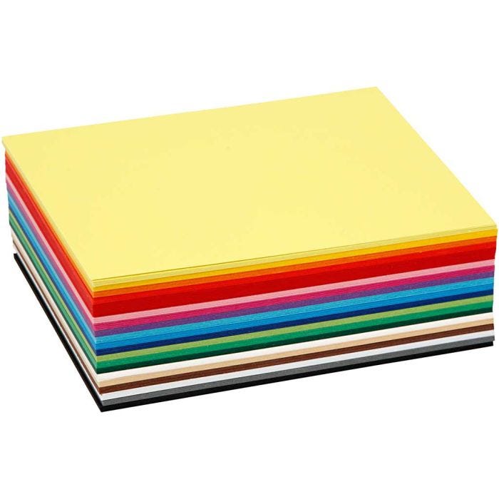 Gekleurd Karton, A6, vel 105x148 mm, 180 gr, diverse kleuren, 120 div vellen/ 1 doos