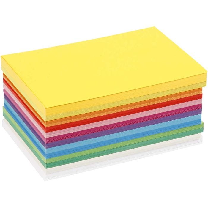 Lentekarton, A6, vel 105x148 mm, 180 gr, diverse kleuren, 120 div vellen/ 1 doos