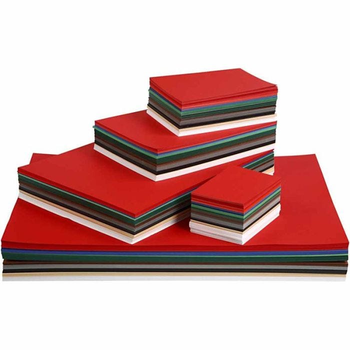 Kerst Karton, A2,A3,A4,A5,A6, 180 gr, diverse kleuren, 1800 div vellen/ 1 doos