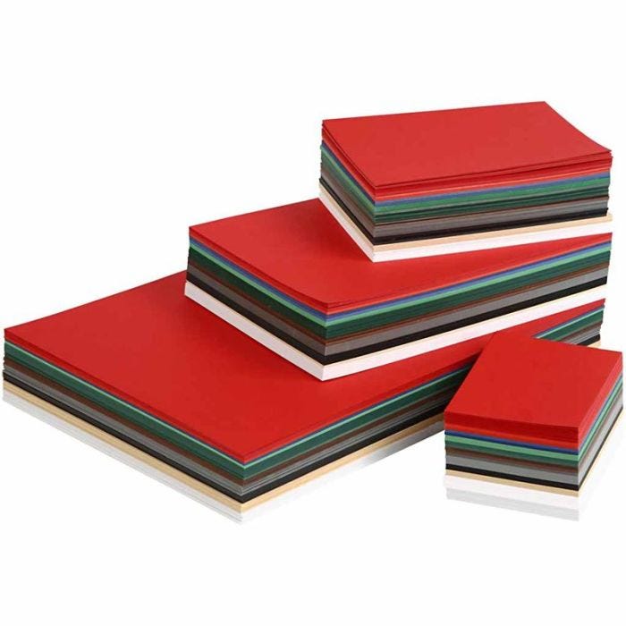 Kerst Karton, A3,A4,A5,A6, 180 gr, diverse kleuren, 1500div vellen/ 1 doos