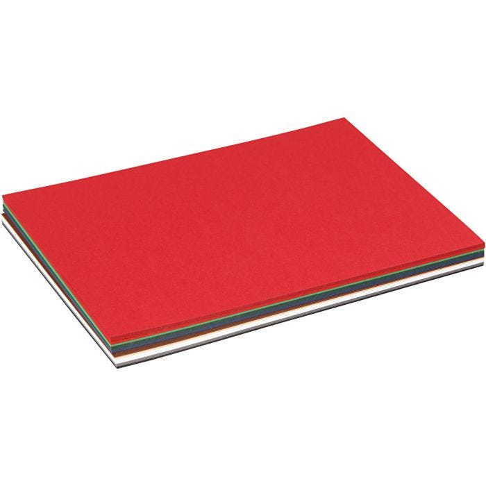 Kerst Karton, A5, vel 150x210 mm, 180 gr, diverse kleuren, 60 div vellen/ 1 doos