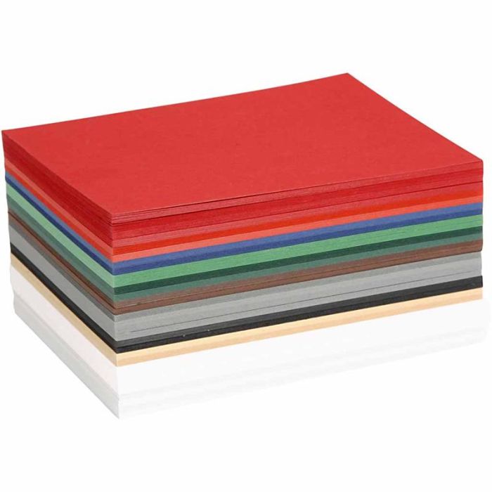 Kerst Karton, A6, vel 105x148 mm, 180 gr, diverse kleuren, 300 div vellen/ 1 doos