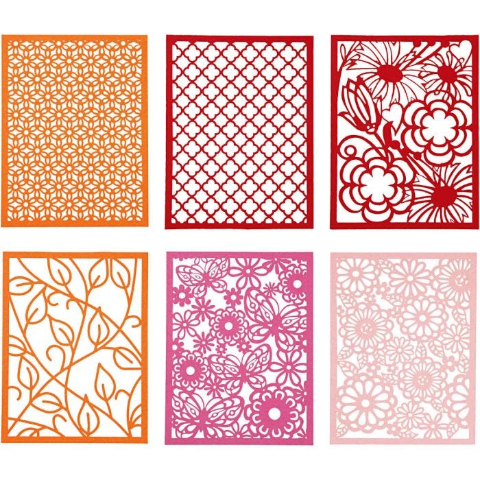 Kartonblok, A6, vel 104x146 mm, 200 gr, oranje, roze, rood, roze, 24 stuk/ 1 doos