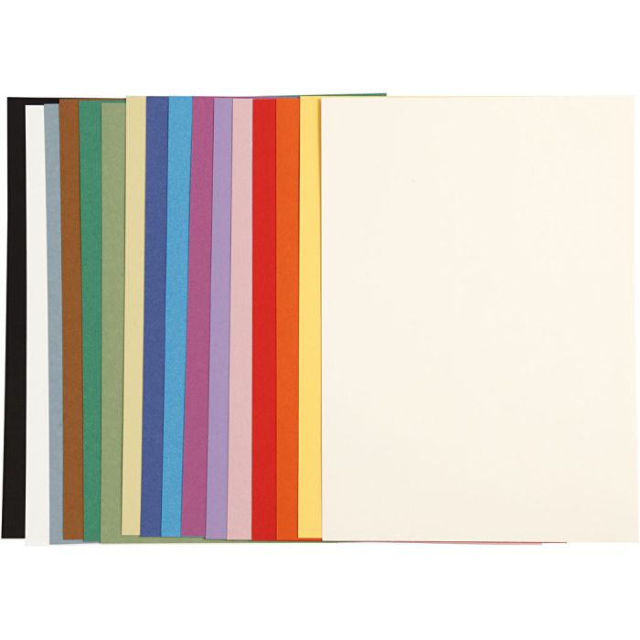 Frans karton, A4, vel 210x297 mm, 160 gr, diverse kleuren, 16 div vellen/ 1 doos
