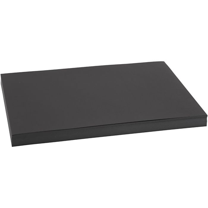 Gekleurd Karton, A3, vel 297x420 mm, 200 gr, zwart, 100 vel/ 1 doos