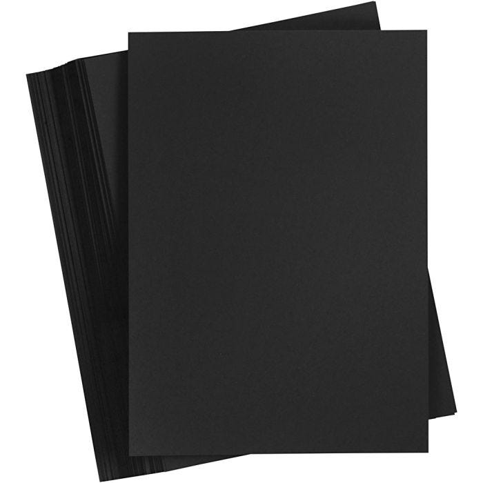 Gekleurd Karton, A5, vel 148x210 mm, 200 gr, zwart, 100 vel/ 1 doos