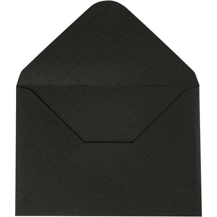 Enveloppen, afmeting envelop 11,5x16 cm, 110 gr, zwart, 10 stuk/ 1 doos