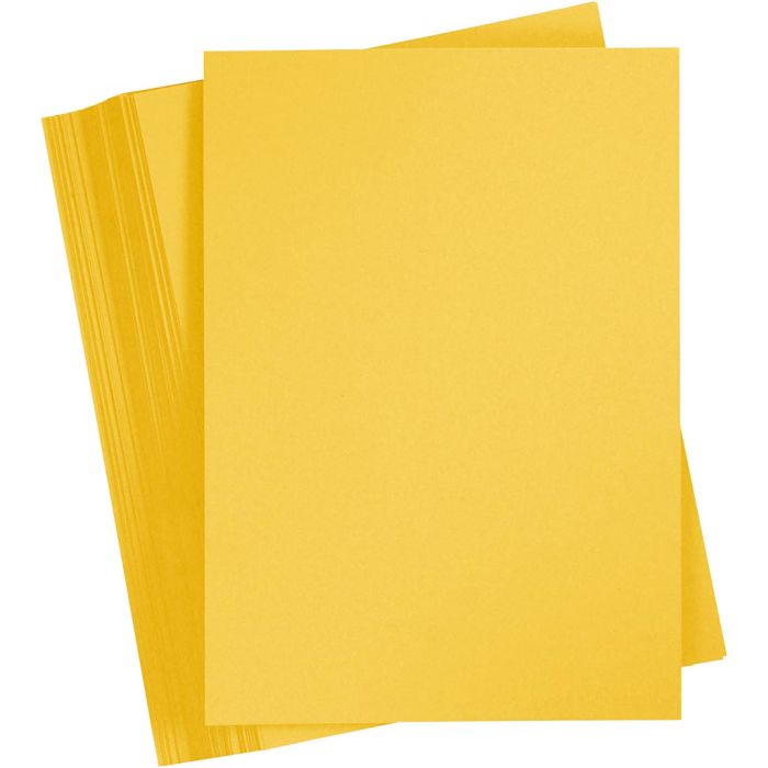 Gekleurd Karton, A4, vel 210x297 mm, 180 gr, sun yellow, 100 vel/ 1 doos