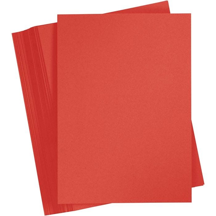 Gekleurd Karton, A4, vel 210x297 mm, 180 gr, rood, 100 vel/ 1 doos