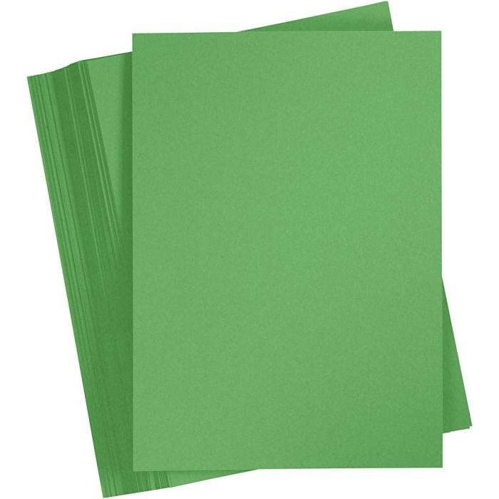 Gekleurd Karton, A4, vel 210x297 mm, 180 gr, gras groen, 100 vel/ 1 doos