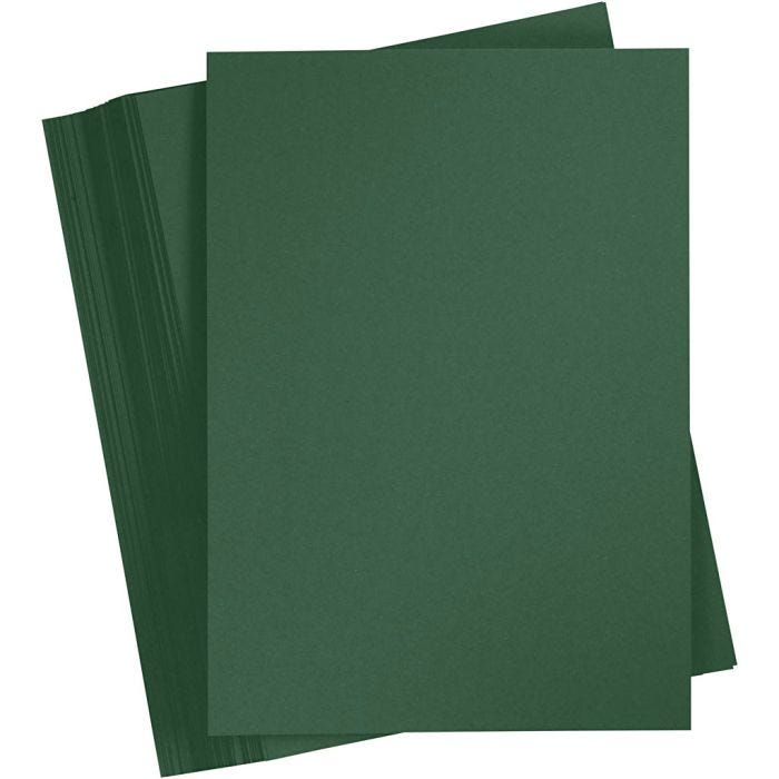 Gekleurd Karton, A4, vel 210x297 mm, 180 gr, donkergroen, 100vel/ 1 doos