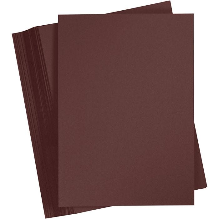 Gekleurd Karton, A4, vel 210x297 mm, 180 gr, donkerbruin, 100 vel/ 1 doos