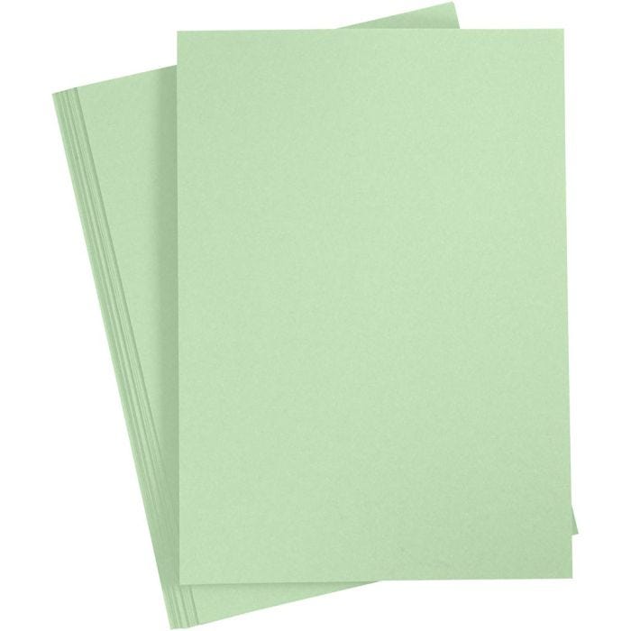 Karton, A4, vel 210x297 mm, 220 gr, lichtgroen, 10 stuk/ 1 doos