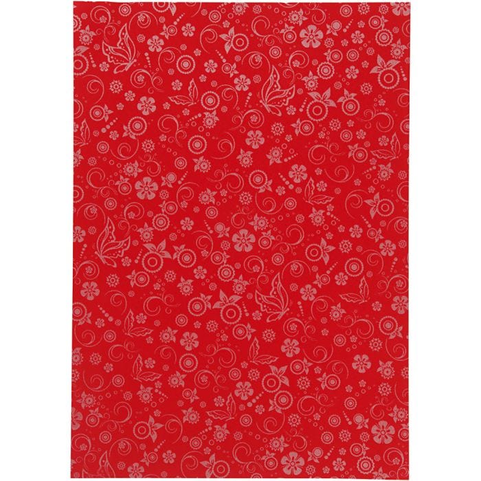 Papier, A4, vel 210x297 mm, 80 gr, rood, 20 vel/ 1 doos