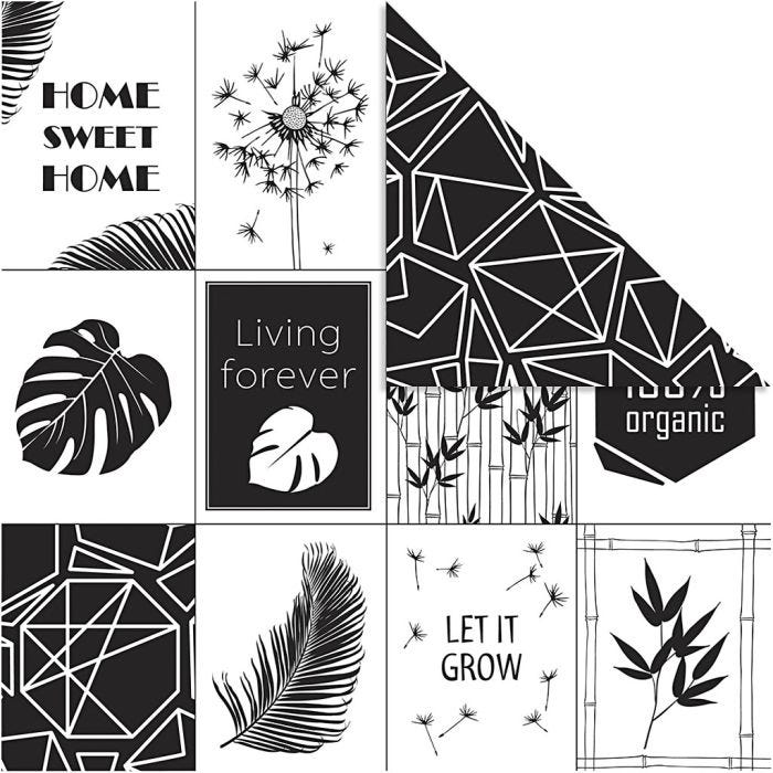 Design papier, bladeren &amp; patroon, 180 gr, 5vel/ 1 doos