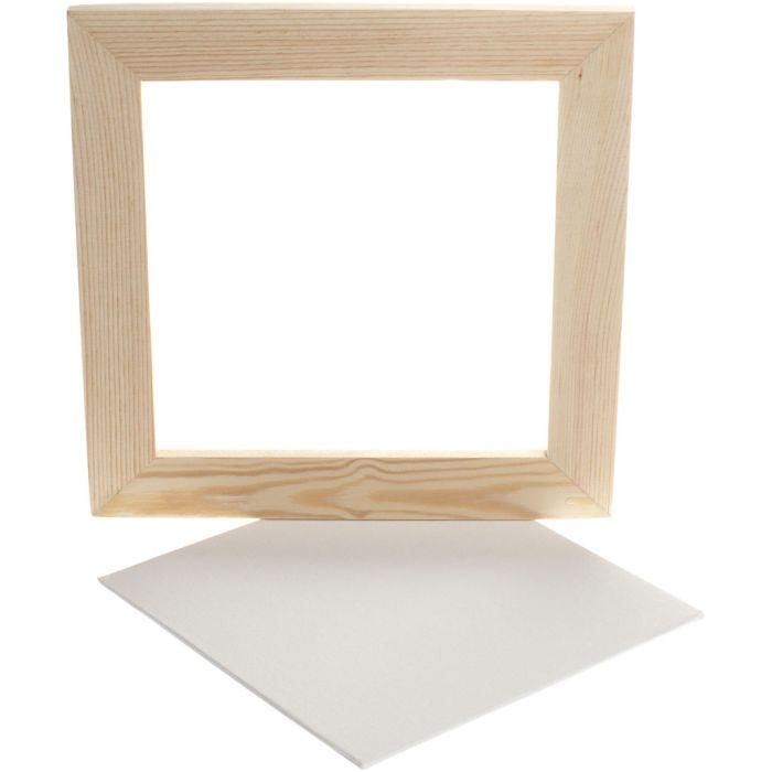 Canvas paneel met lijst, afm 20x20x0,3 cm, wit, 1 stuk