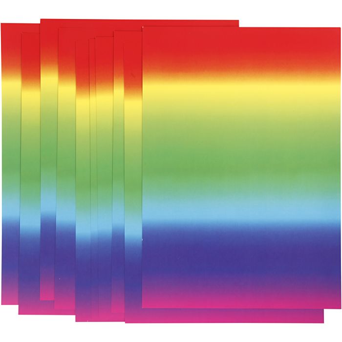 Regenboogpapier, A4, vel 210x297 mm, 180 gr, 10vel/ 1 doos