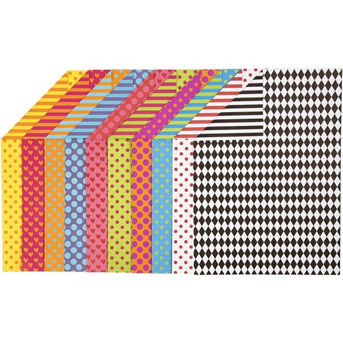 Bedrukt Karton, A4, vel 210x297 mm, 250 gr, diverse kleuren, 200div vellen/ 1 doos