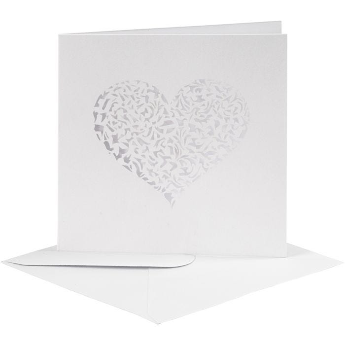Kaart met Envelop, afmeting kaart 13,5x13,5 cm, afmeting envelop 14,5x14,5 cm, 240+110 gr, wit, 5 set/ 1 doos