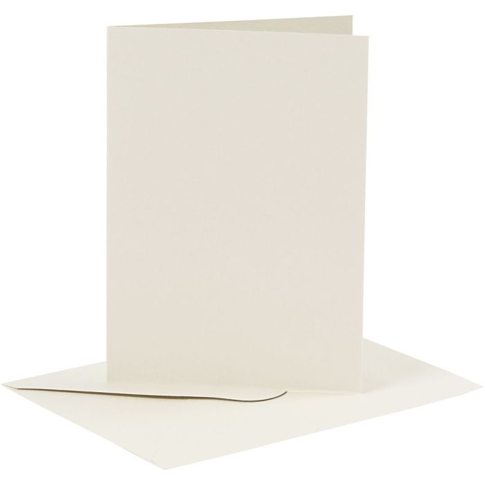 Kaarten en enveloppen, afmeting kaart 10,5x15 cm, afmeting envelop 11,5x16,5 cm, 110+230 gr, off-white, 6 set/ 1 doos