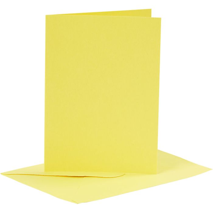 Kaarten en enveloppen, afmeting kaart 10,5x15 cm, afmeting envelop 11,5x16,5 cm, 110+220 gr, geel, 6 set/ 1 doos