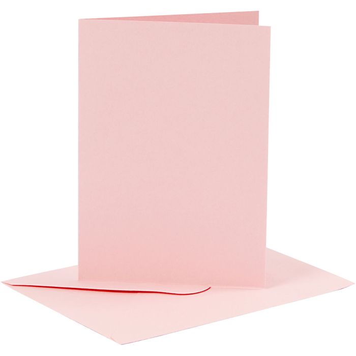 Kaarten en enveloppen, afmeting kaart 10,5x15 cm, afmeting envelop 11,5x16,5 cm, 110+220 gr, roze, 6set/ 1 doos
