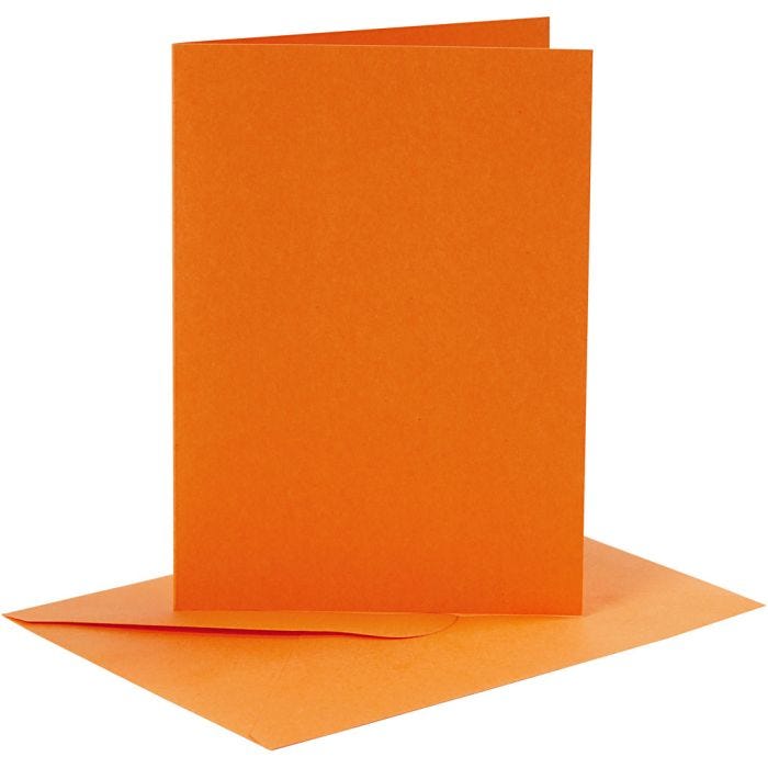 Kaarten en enveloppen, afmeting kaart 10,5x15 cm, afmeting envelop 11,5x16,5 cm, 110+220 gr, oranje, 6 set/ 1 doos
