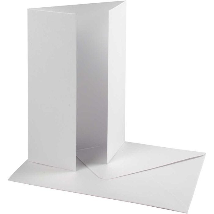 Parelmoer kaart &amp; envelop, afmeting kaart 10,5x15 cm, afmeting envelop 11,5x16,5 cm, 230+120 gr, wit, 10 set/ 1 doos