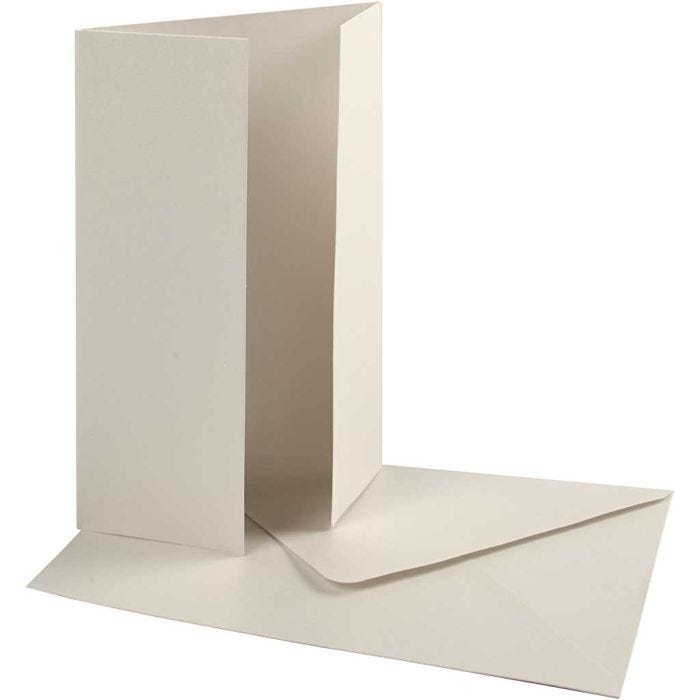Parelmoer kaart &amp; envelop, afmeting kaart 10,5x15 cm, afmeting envelop 11,5x16,5 cm, 230+120 gr, off-white, 10 set/ 1 doos