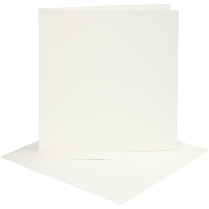 Kaarten en enveloppen, afmeting kaart 15,2x15,2 cm, afmeting envelop 16x16 cm, 220 gr, off-white, 4 set/ 1 doos